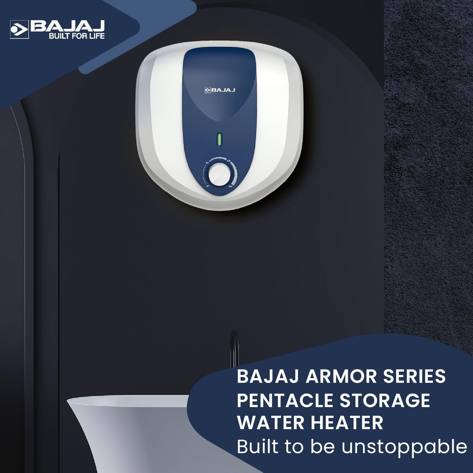BAJAJ Armor Series Pentacle 25 Litre 5 Star Vertical Storage Geyser with Swirl Flow Technology (White and Blue) BAJAJ Armor Series Pentacle 25 Litre 5 Star Vertical Storage Geyser with Swirl Flow Technology (White and Blue)_10