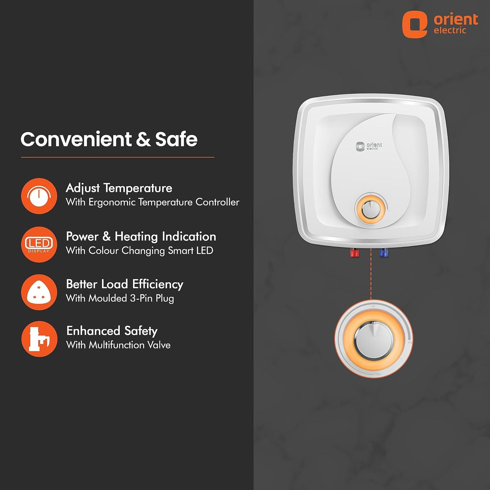 Orient Fontus Quad Plus 10 Litre 5 Star Vertical Storage Geyser with Ultra Diamond Glassline Tank (White) Orient Fontus Quad Plus 10 Litre 5 Star Vertical Storage Geyser with Ultra Diamond Glassline Tank (White)_7