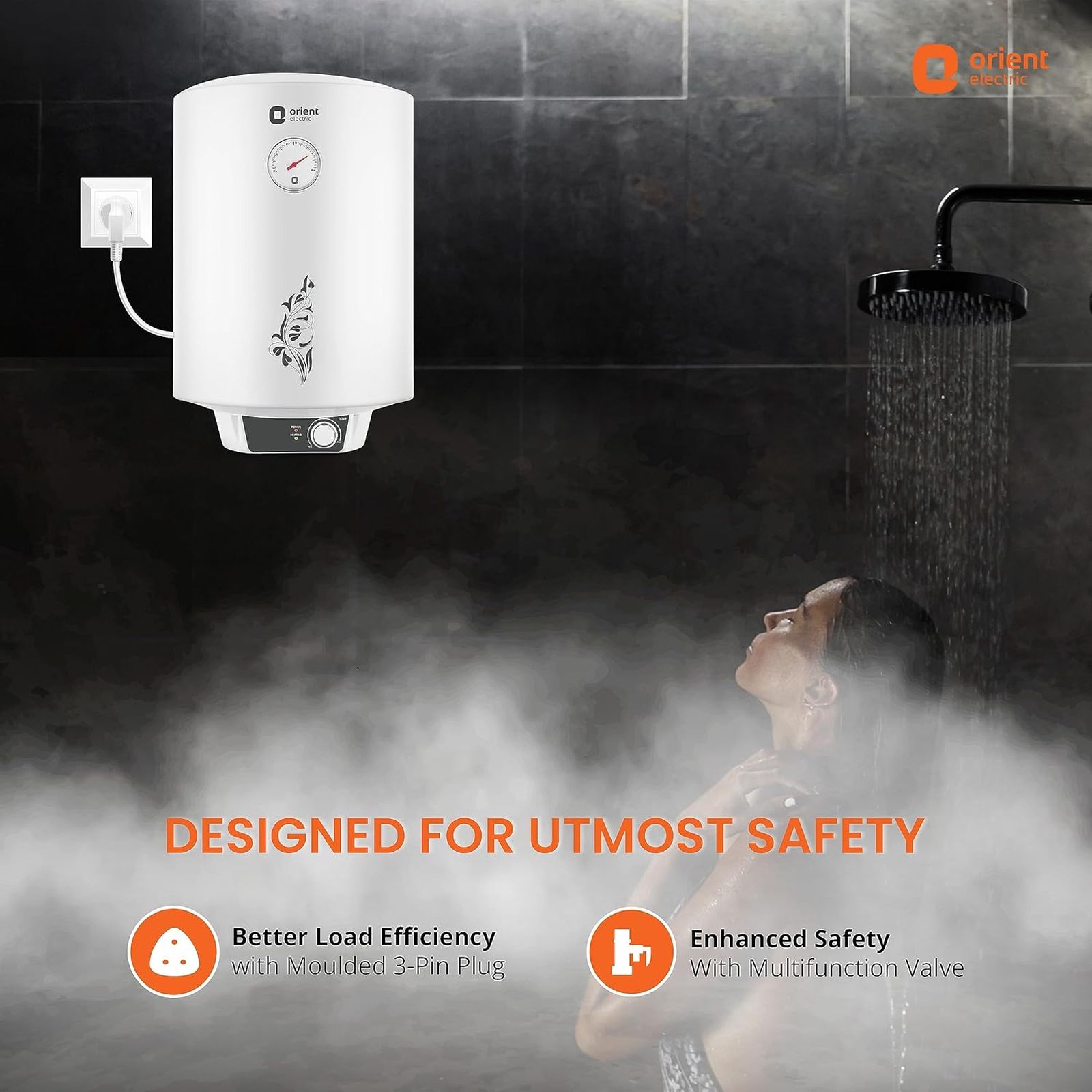 Orient Urja Plus 25 Litre 4 Star Vertical Storage Geyser with Glassline Coated Steel Tank (White and Black) Orient Urja Plus 25 Litre 4 Star Vertical Storage Geyser with Glassline Coated Steel Tank (White and Black)_7