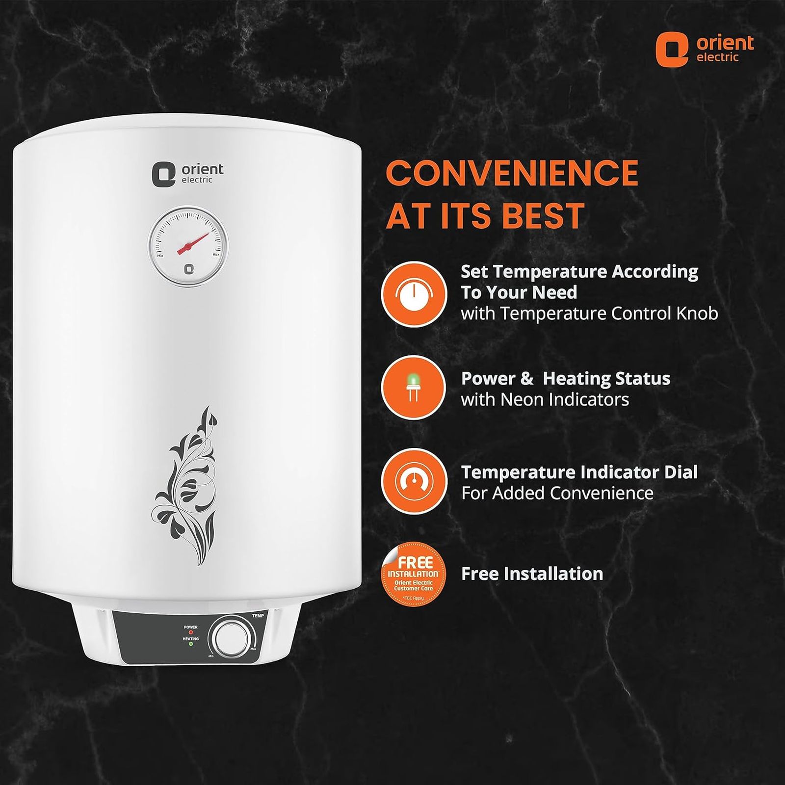 Orient Urja Plus 25 Litre 4 Star Vertical Storage Geyser with Glassline Coated Steel Tank (White and Black) Orient Urja Plus 25 Litre 4 Star Vertical Storage Geyser with Glassline Coated Steel Tank (White and Black)_8
