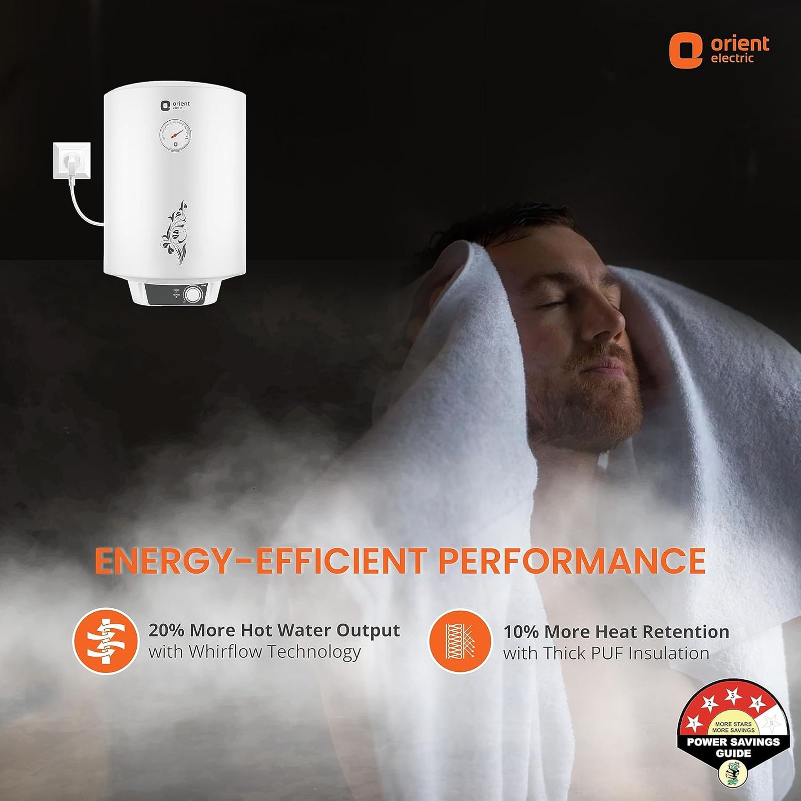 Orient Urja Plus 25 Litre 4 Star Vertical Storage Geyser with Glassline Coated Steel Tank (White and Black) Orient Urja Plus 25 Litre 4 Star Vertical Storage Geyser with Glassline Coated Steel Tank (White and Black)_6