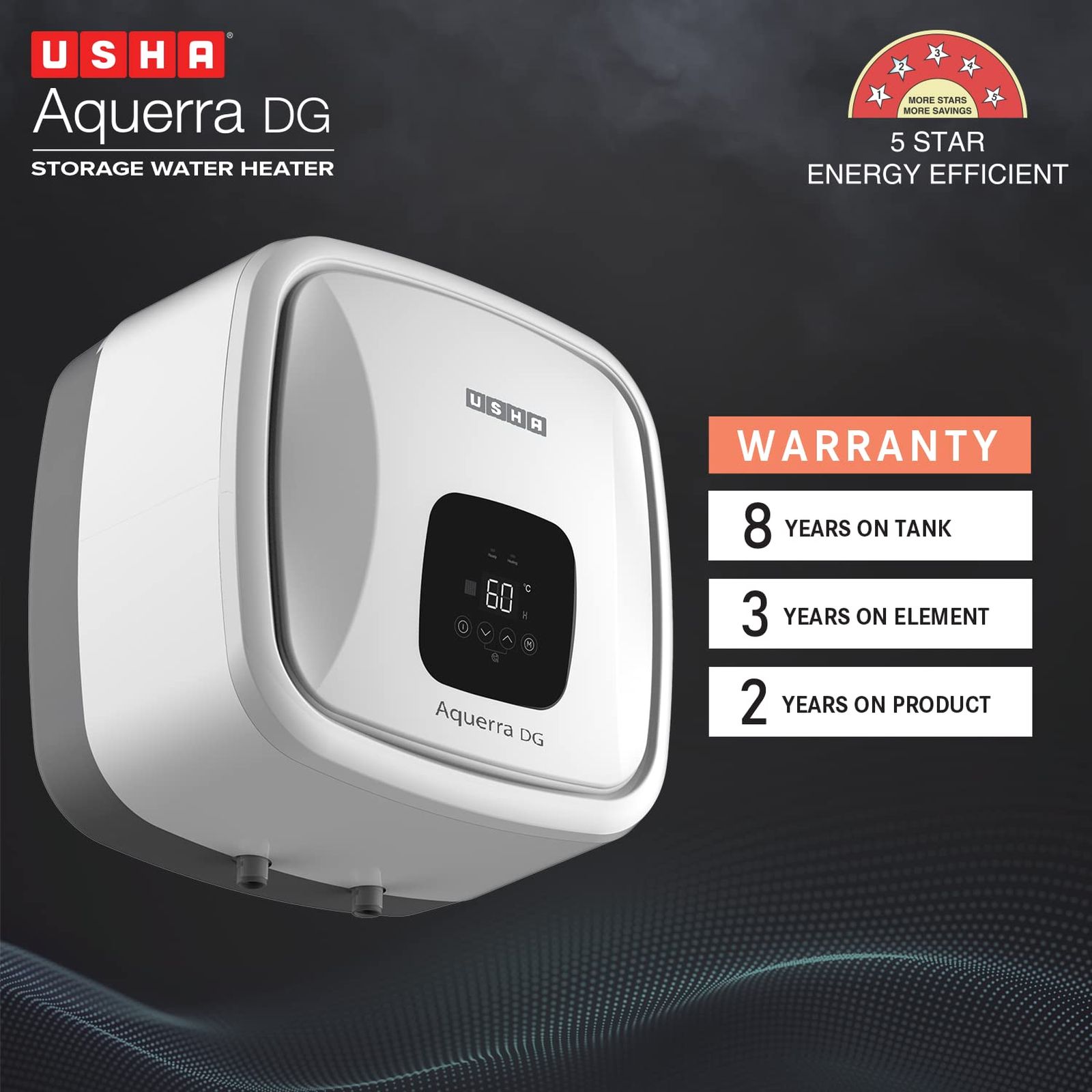 USHA Aquerra DG 10 Litre 5 Star Vertical Storage Geyser with Thermal Cutoff (White) USHA Aquerra DG 10 Litre 5 Star Vertical Storage Geyser with Thermal Cutoff (White)_5
