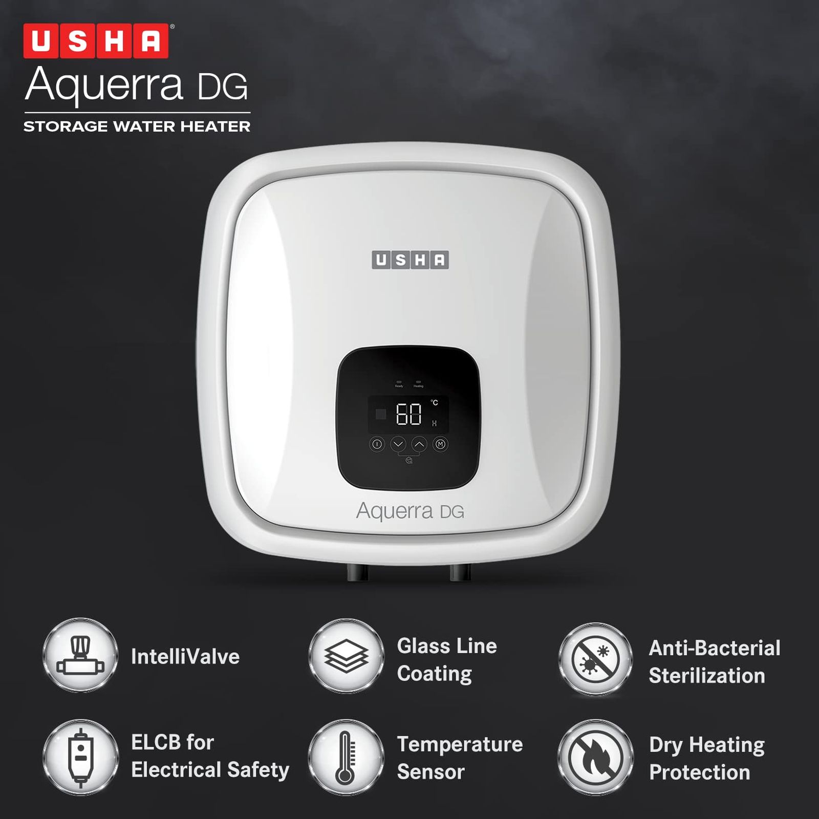 USHA Aquerra DG 25 Litre 5 Star Vertical Storage Geyser with Thermal Cutoff (White) USHA Aquerra DG 25 Litre 5 Star Vertical Storage Geyser with Thermal Cutoff (White)_9