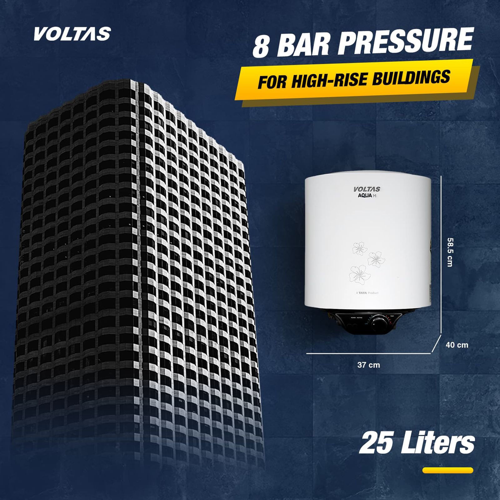 VOLTAS Aqua M 25 Litre 5 Star Vertical Storage Geyser with Quartzline Coating (Grey) VOLTAS Aqua M 25 Litre 5 Star Vertical Storage Geyser with Quartzline Coating (Grey)_12