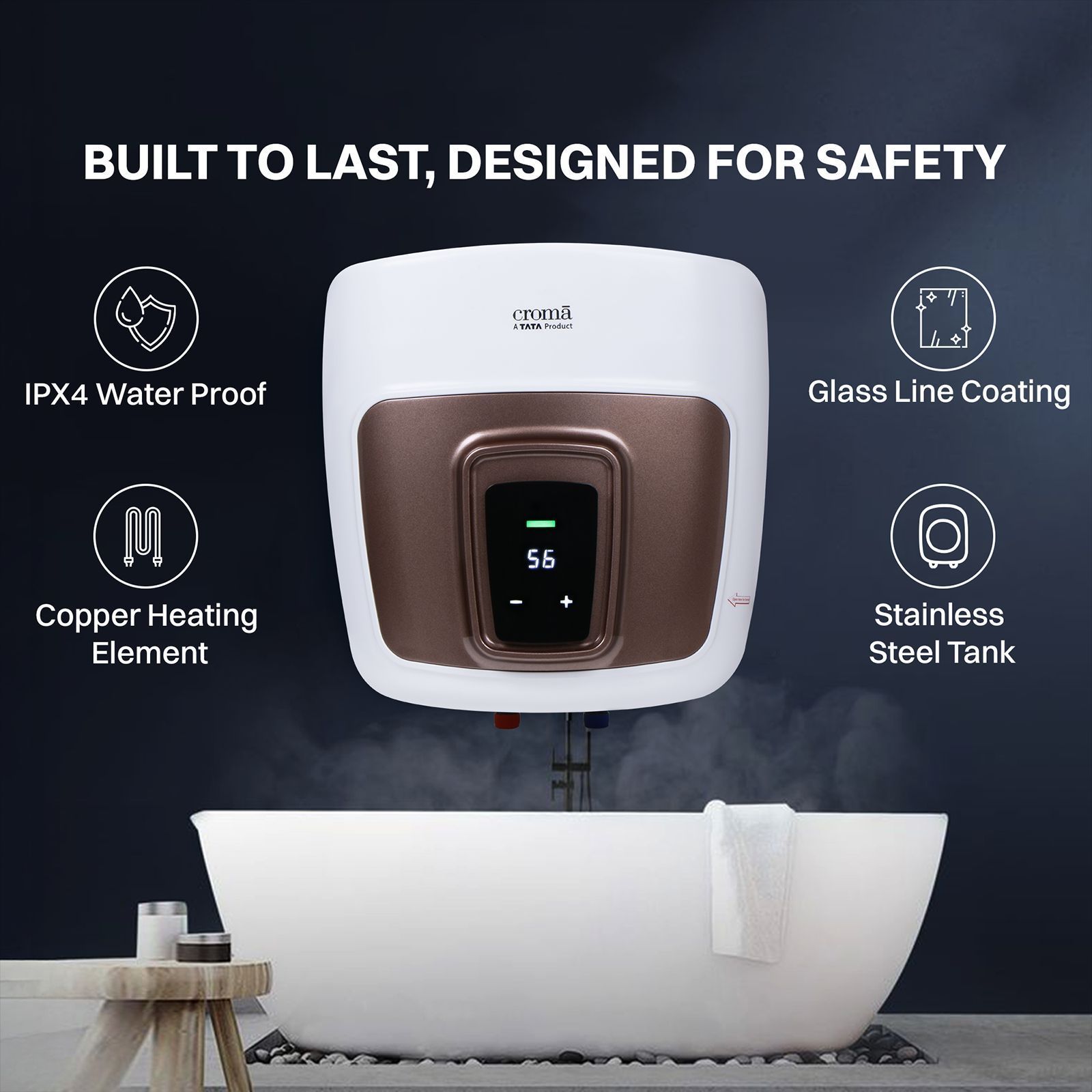 Croma AV5114 25 Litres 5 Star Vertical Storage Geyser with LED Display (White) Croma AV5114 25 Litres 5 Star Vertical Storage Geyser with LED Display (White)_10