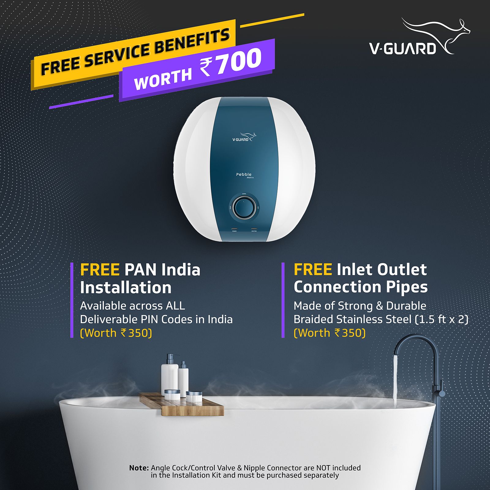 V-Guard Pebble Metro 10 Litre 5 Star Vertical Storage Geyser with Energy Saving Technology (White)_9