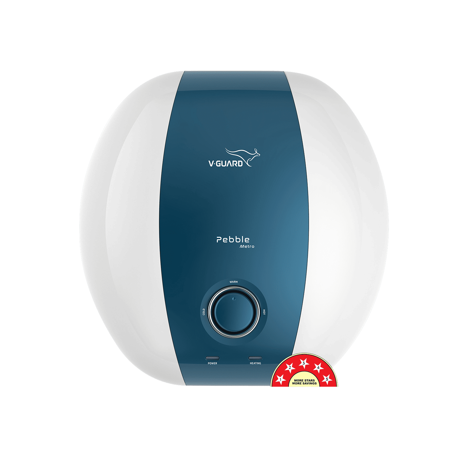 V-Guard Pebble Metro 15 Litre 5 Star Vertical Storage Geyser with Energy Saving Technology (White)_1