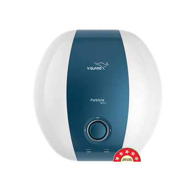V-Guard Pebble Metro 15 Litre 5 Star Vertical Storage Geyser with Energy Saving Technology (White)