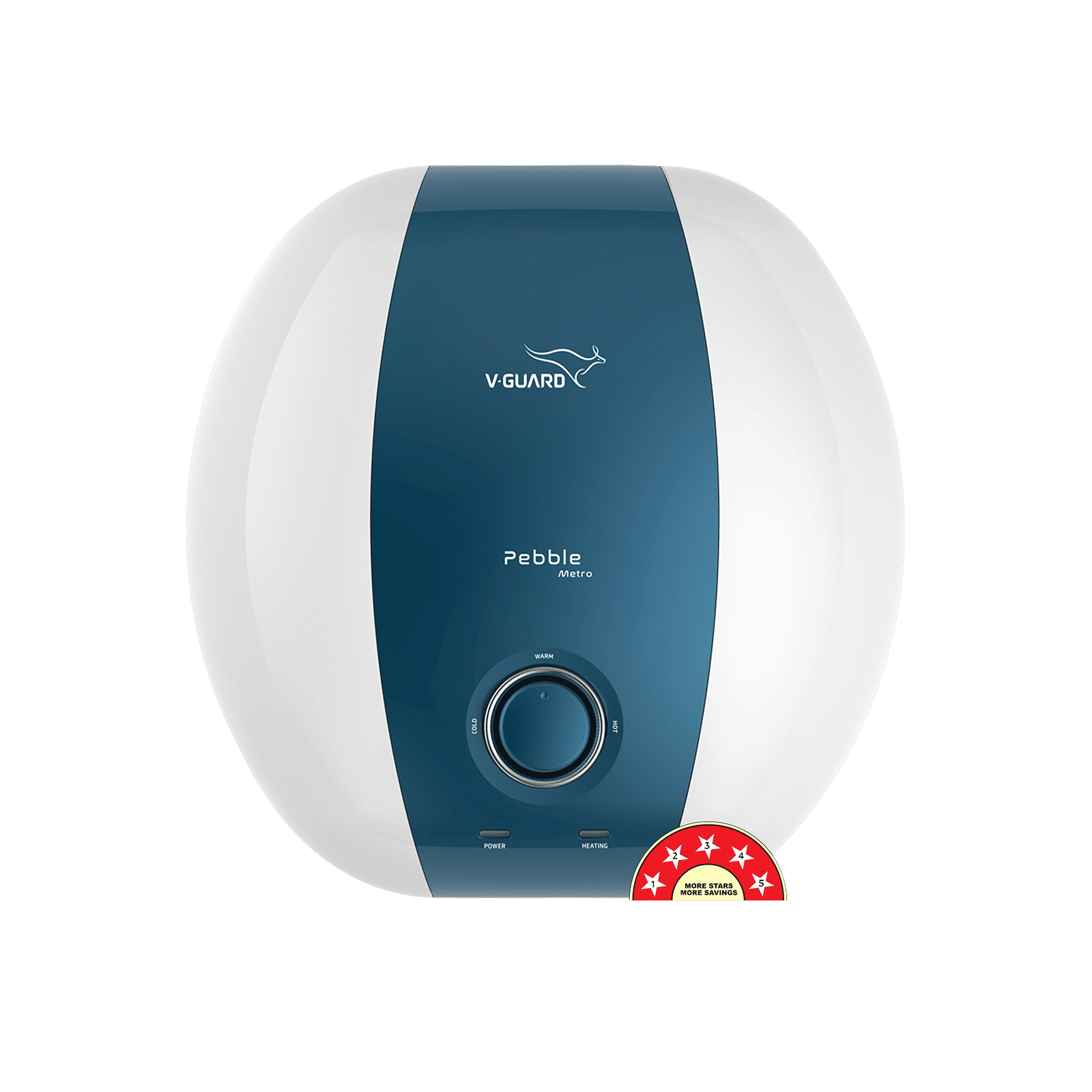 V-Guard Pebble Metro 25 Litre 5 Star Vertical Storage Geyser with Energy Saving Technology (White)_1