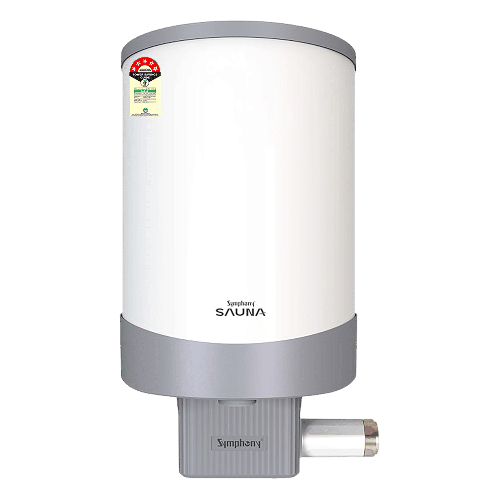 Symphony Sauna 15 Litre 5 Star Vertical Storage Geyser with Hair Fall Control (White & Grey) Symphony Sauna 15 Litre 5 Star Vertical Storage Geyser with Hair Fall Control (White & Grey)_1