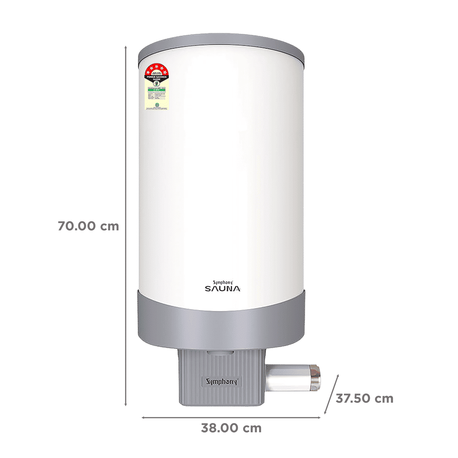 Symphony Sauna 25 Litre 5 Star Vertical Storage Geyser with Hair Fall Control (White & Grey)_2