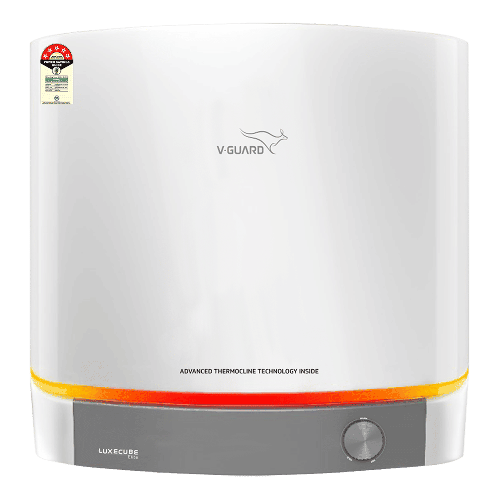 V-GUARD LUXECUBE ELITE 25 Litre 5 Star Vertical Storage Water Geyser with Advanced Thermocline Technology (White) V-GUARD LUXECUBE ELITE 25 Litre 5 Star Vertical Storage Water Geyser with Advanced Thermocline Technology (White)_1