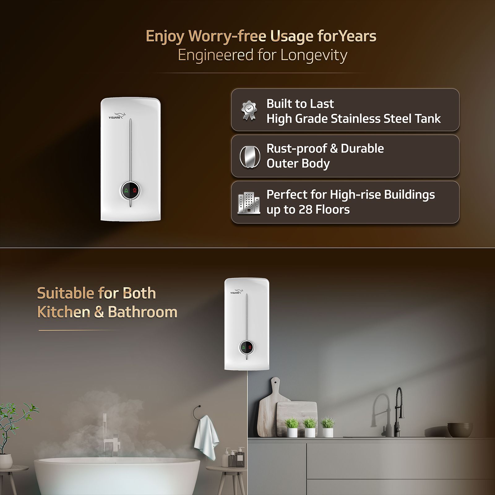 V-GUARD Victo Insta 3 Litre Vertical Instant Geyser with Stainless Steel Tank (White)_7