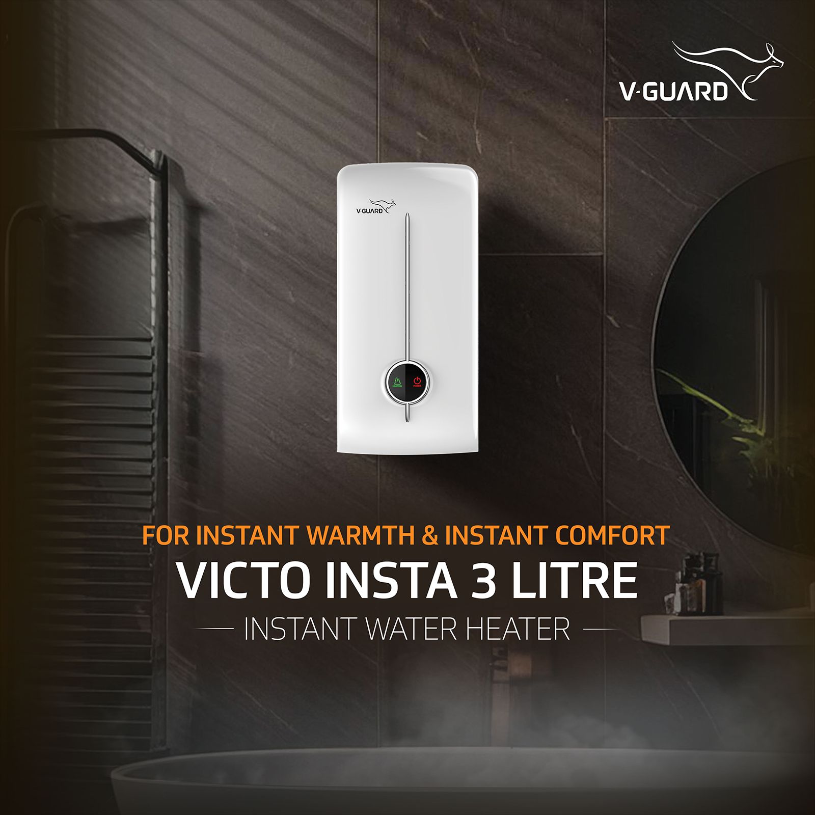 V-GUARD Victo Insta 3 Litre Vertical Instant Geyser with Stainless Steel Tank (White)_4