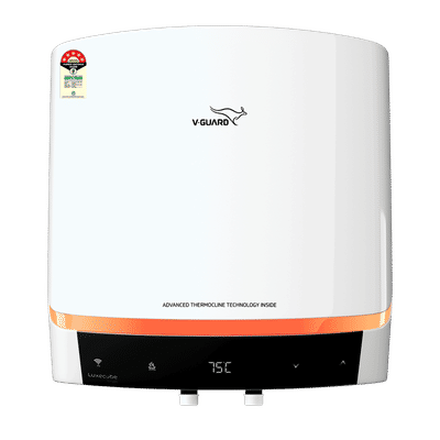 V-GUARD LUXECUBE SMART 15 Litre 5 Star Vertical Smart Geyser with Alexa & Google Assistant Compatibilty (White)