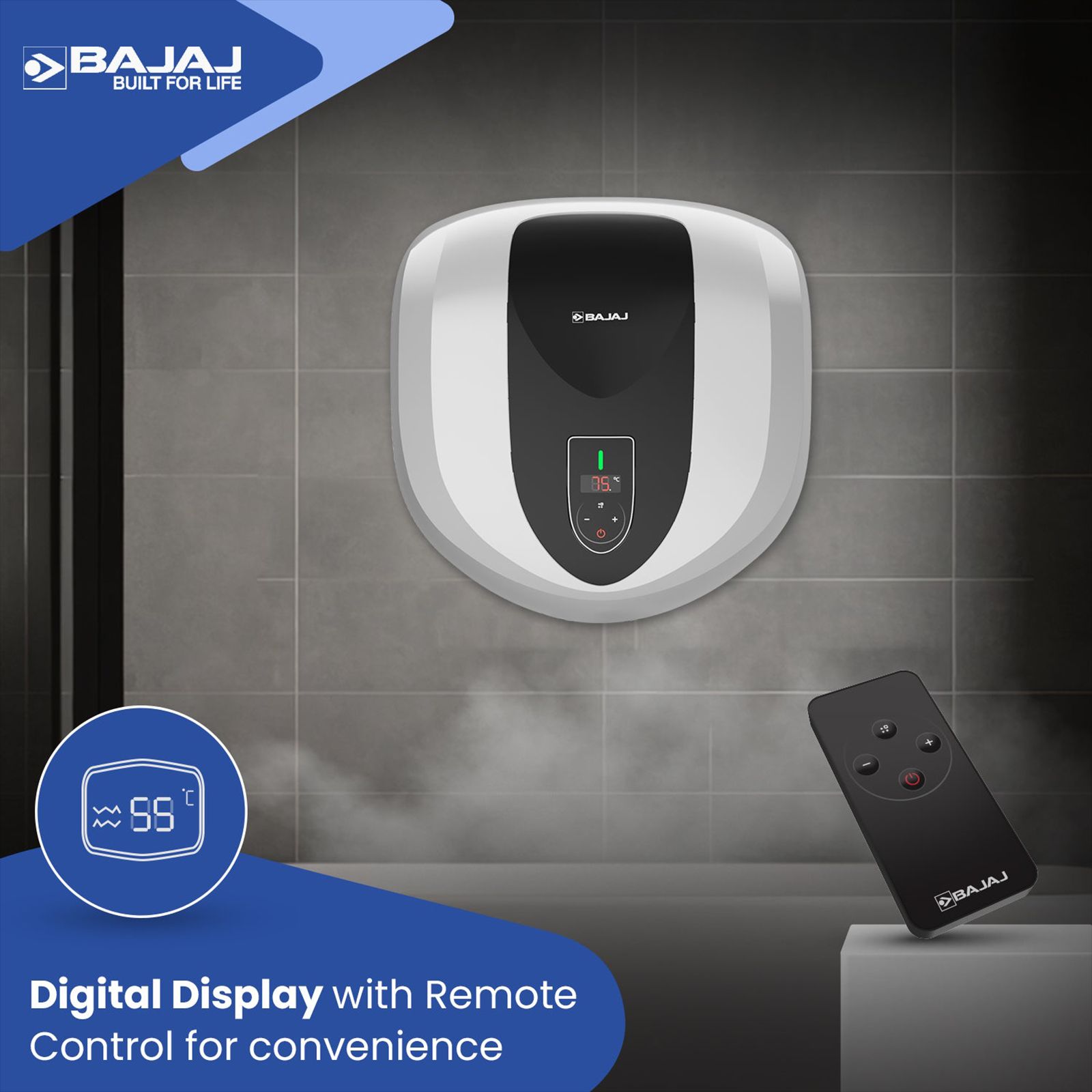 BAJAJ Eternal Pentacle Digi 15 Litre 5 Star Vertical Storage Geyser with Swirlflow Technology (White & Black) BAJAJ Eternal Pentacle Digi 15 Litre 5 Star Vertical Storage Geyser with Swirlflow Technology (White & Black)_9