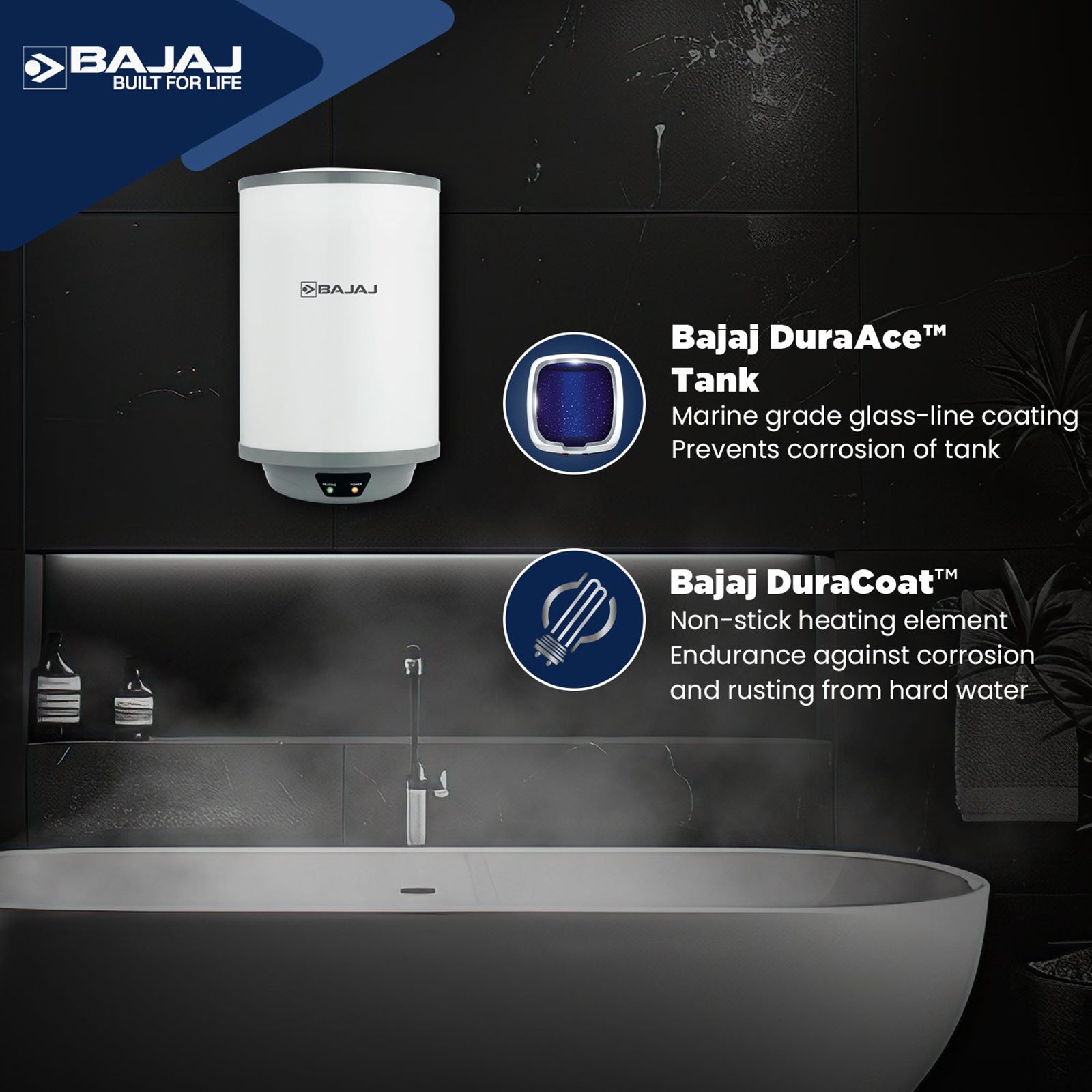 BAJAJ Shield Crest Plus 6 Litre 5 Star Vertical Storage Geyser with Swirlflow Technology (White & Grey)_8