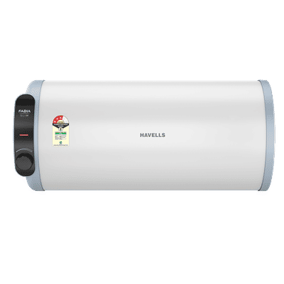HAVELLS Fabia Slim LH 25 Litre 3 Star Horizontal Storage Geyser with Whirlflow Technology (White & Blue)