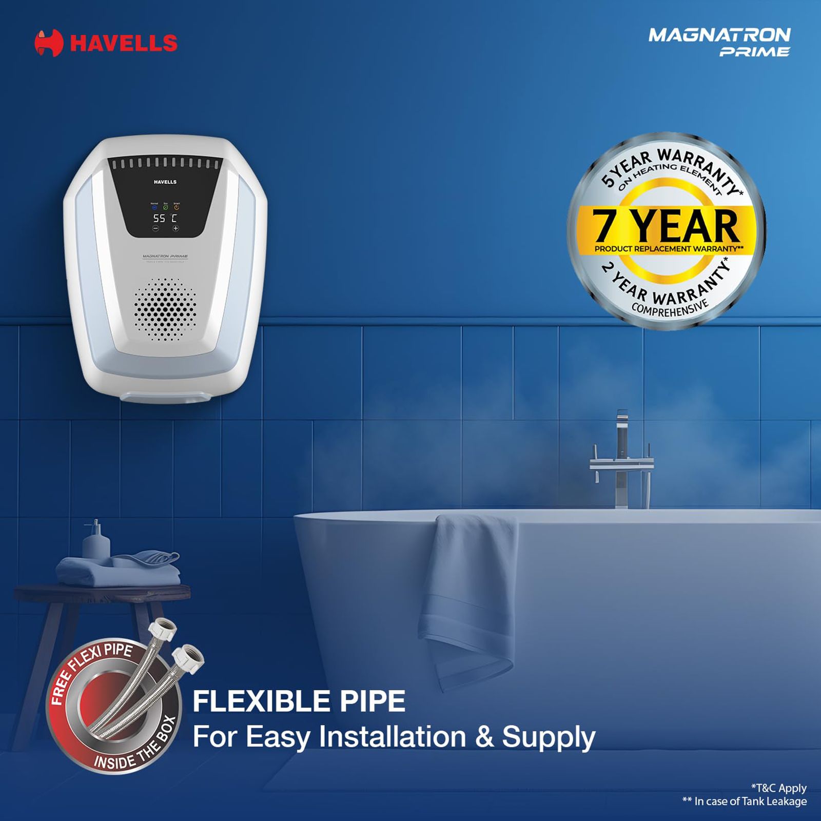 HAVELLS Magnatron Prime 15 Litres 4 Star Storage Geyser with Induction Technoloy (White & Blue) HAVELLS Magnatron Prime 15 Litres 4 Star Storage Geyser with Induction Technoloy (White & Blue)_7