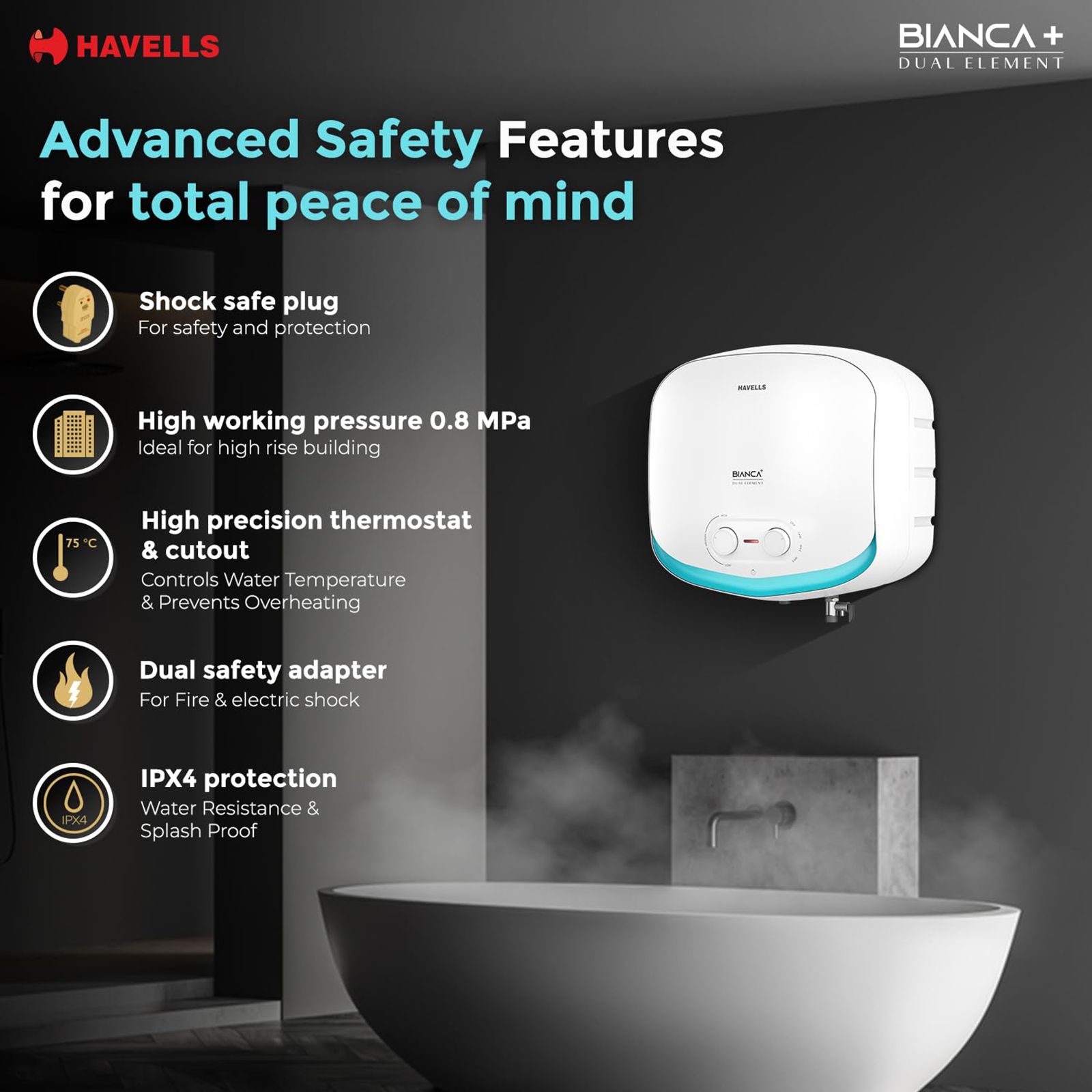 HAVELLS Bianca Plus 15 Litres 5 Star Storage Geyser with Whirlflow Technology (White & Blue)_8