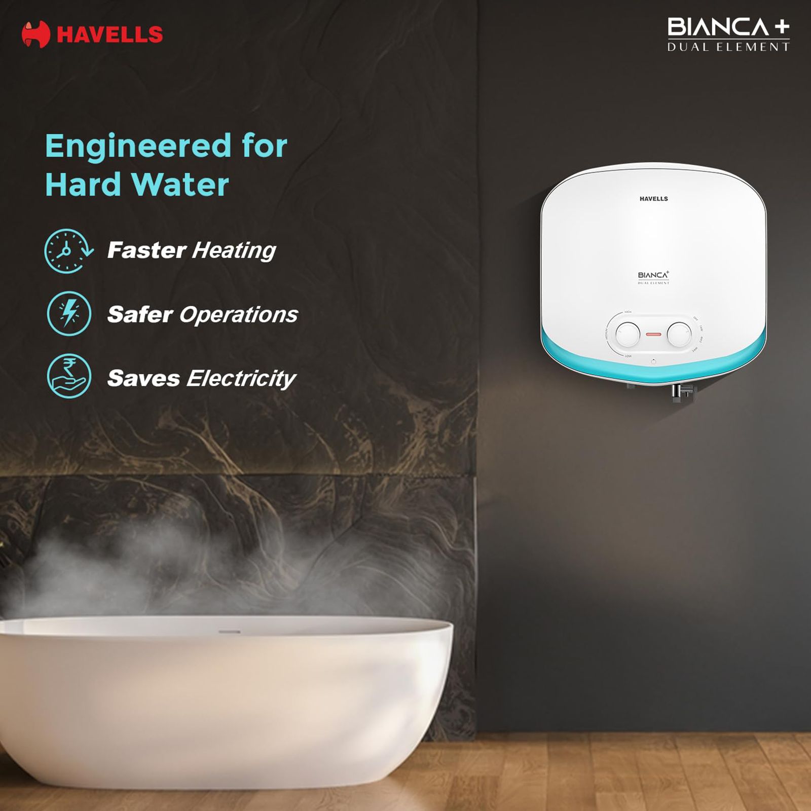 HAVELLS Bianca Plus 25 Litres 5 Star Storage Geyser with Whirlflow Technology (White & Blue)_7