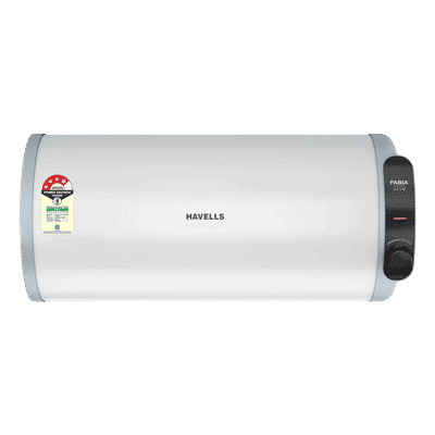 HAVELLS Fabia Slim 10 Litre 4 Star Horizontal Storage Geyser with Whirlflow Technology (White & Blue)