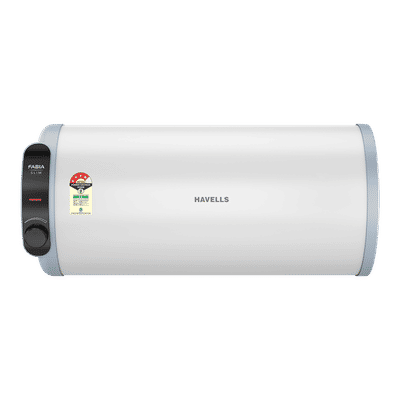 HAVELLS Fabia Slim LH 15 Litre 4 Star Horizontal Storage Geyser with Whirlflow Technology (White & Blue)