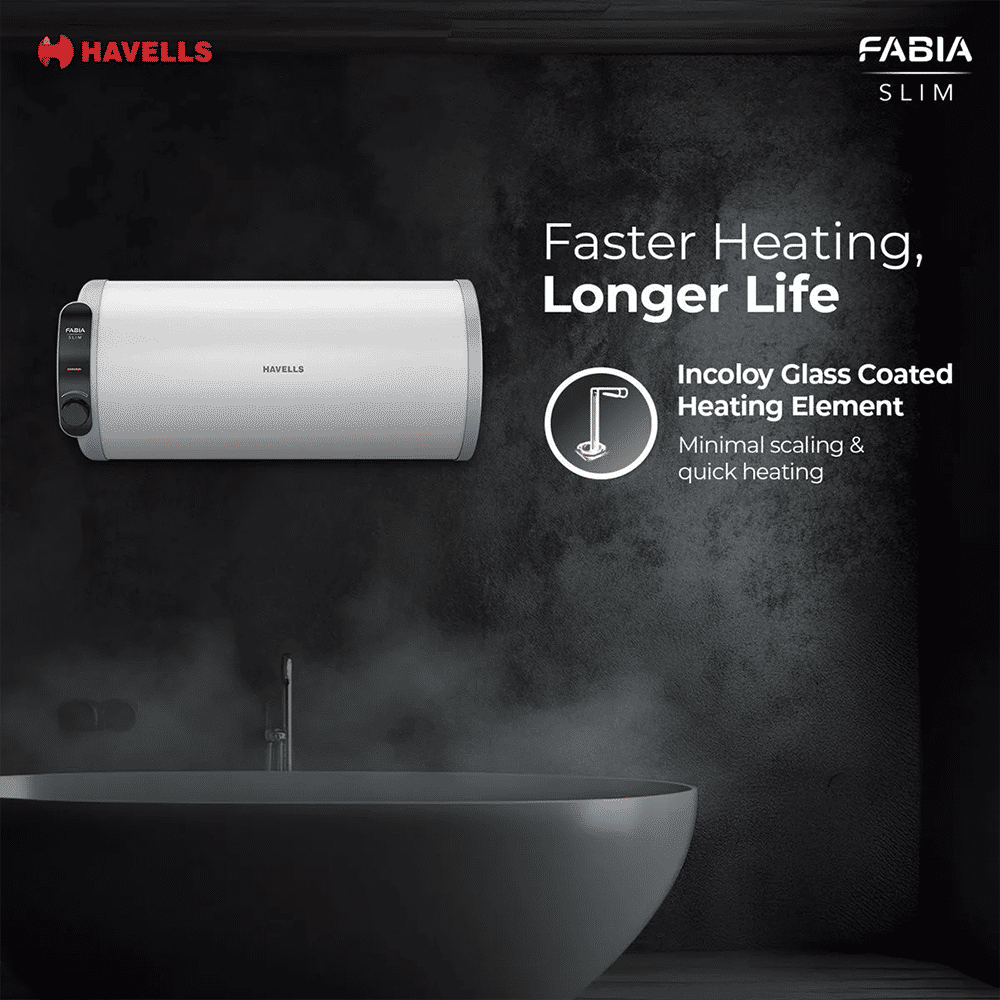 HAVELLS Fabia Slim 15 Litre 4 Star Horizontal Storage Geyser with Whirlflow Technology (White & Blue) HAVELLS Fabia Slim 15 Litre 4 Star Horizontal Storage Geyser with Whirlflow Technology (White & Blue)_8