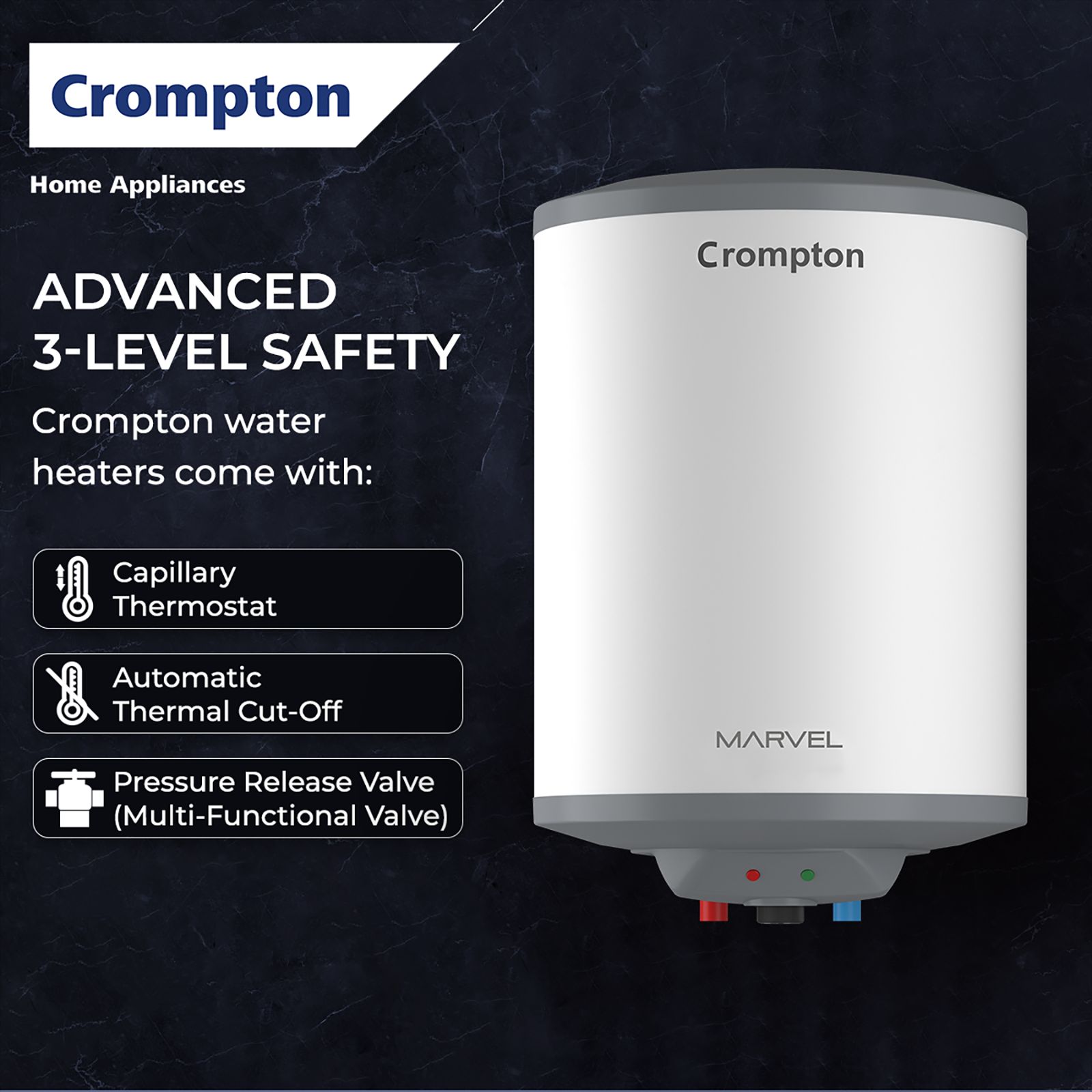 Crompton Marvel 6 Litre Vertical Storage Geyser with Anti-Scale Technology (White)_7