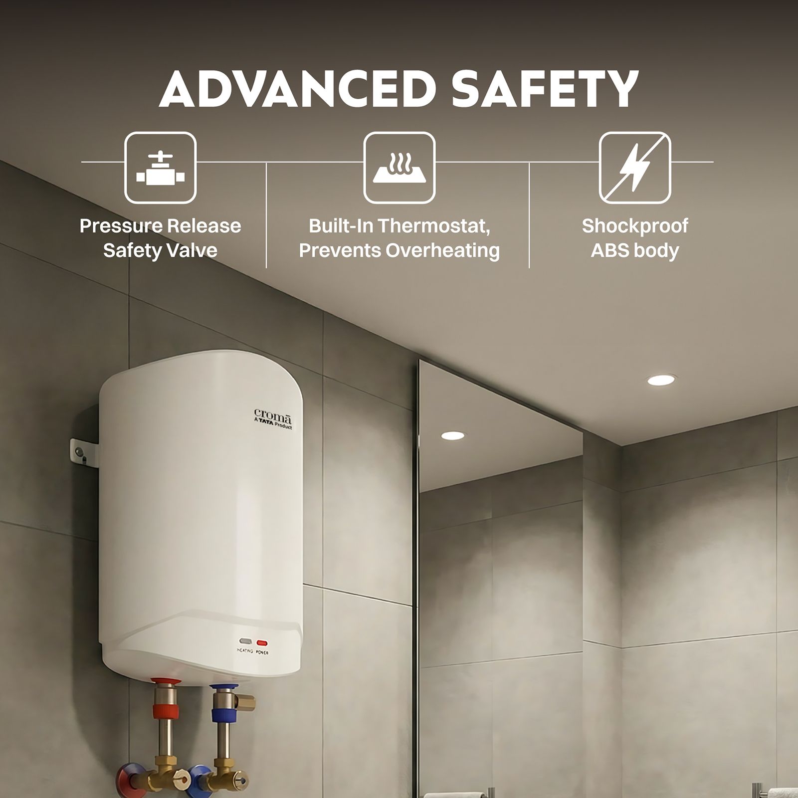 Croma 3 Litre Vertical Instant Geyser with Built-in Thermostat (2025 Model, White)_9