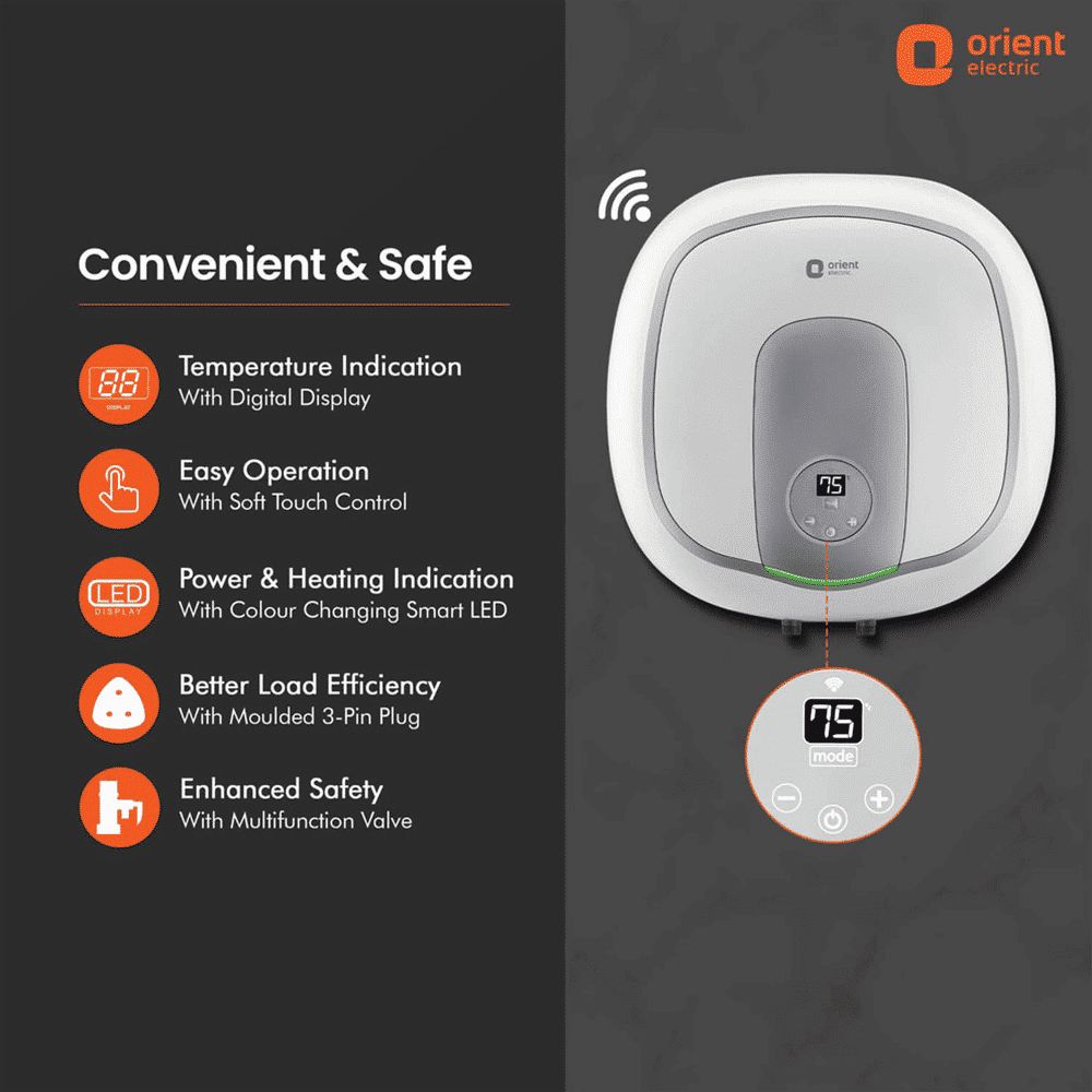 Orient Aquator IoT 15 Litre 5 Star Vertical Storage Geyser with LED Display (White)_10