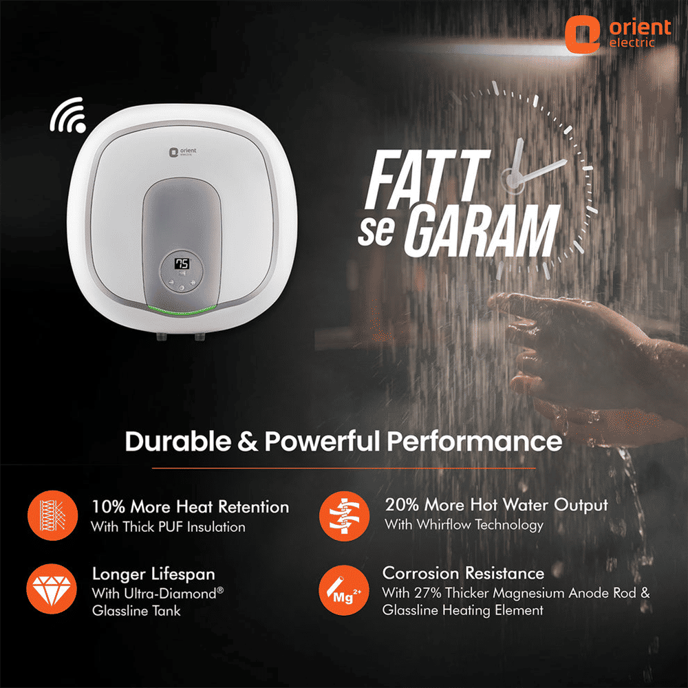 Orient Aquator IoT 25 Litres 5 Star Vertical Storage Geyser with Whirlflow Technology (White) Orient Aquator IoT 25 Litres 5 Star Vertical Storage Geyser with Whirlflow Technology (White)_8