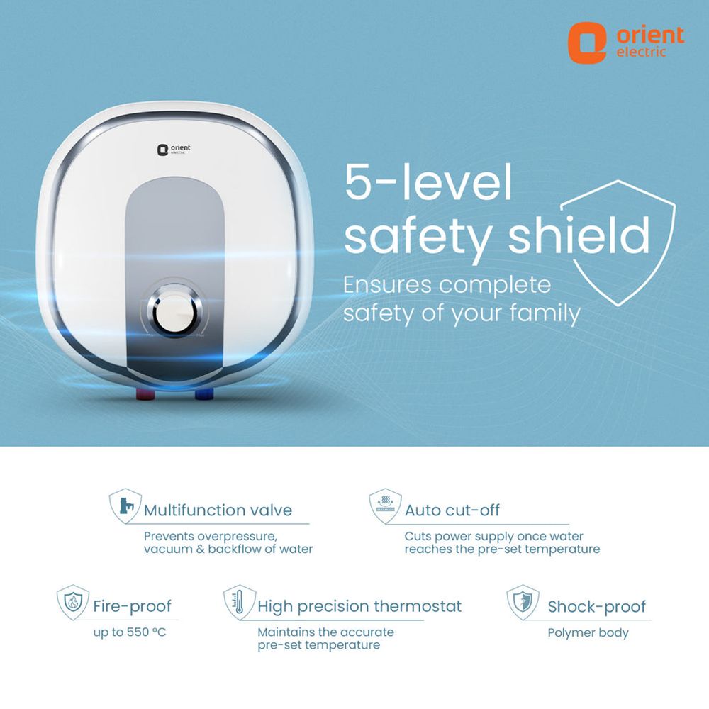 Orient Aquator 15 Litre 5 Star Vertical Storage Geyser with Whirlflow Technology (White) Orient Aquator 15 Litre 5 Star Vertical Storage Geyser with Whirlflow Technology (White)_7