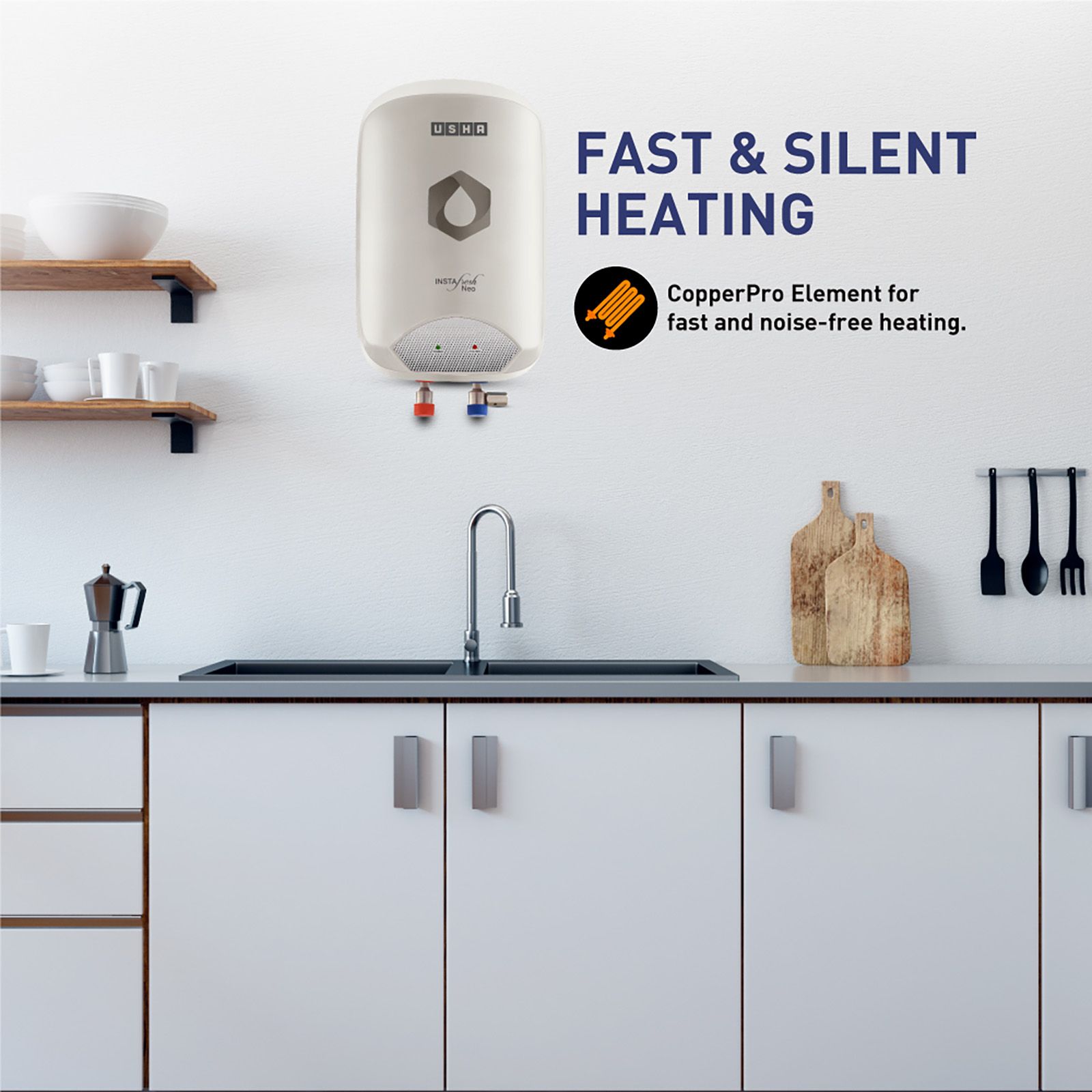 USHA Instafresh Neo 3 Litre Vertical Instant Geyser with Whirl Flow Technology (White)_5