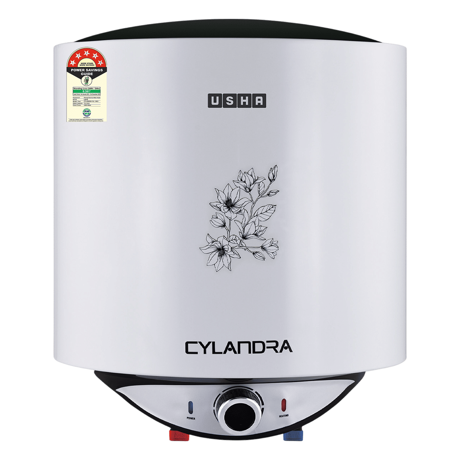 USHA Cylandra 15 Litre 5 Star Vertical Storage Geyser with Whirl Flow Technology (White) USHA Cylandra 15 Litre 5 Star Vertical Storage Geyser with Whirl Flow Technology (White)_1