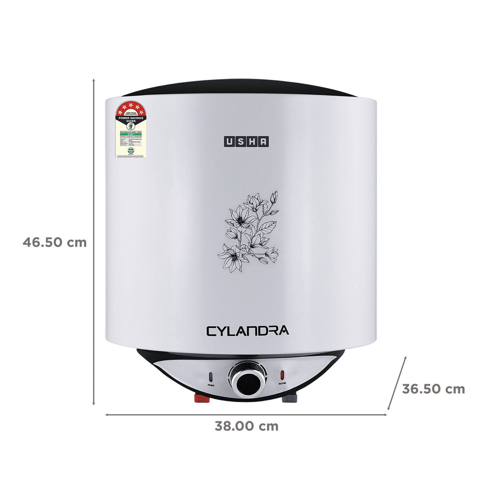 USHA Cylandra 15 Litre 5 Star Vertical Storage Geyser with Whirl Flow Technology (White) USHA Cylandra 15 Litre 5 Star Vertical Storage Geyser with Whirl Flow Technology (White)_2