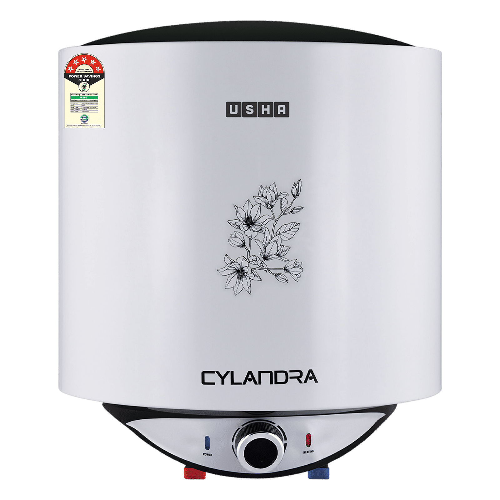 USHA Cylandra 25 Litre 5 Star Vertical Storage Geyser with Whirl Flow Technology (White) USHA Cylandra 25 Litre 5 Star Vertical Storage Geyser with Whirl Flow Technology (White)_1