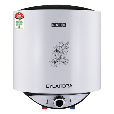 USHA Cylandra 25 Litre 5 Star Vertical Storage Geyser with Whirl Flow Technology (White)