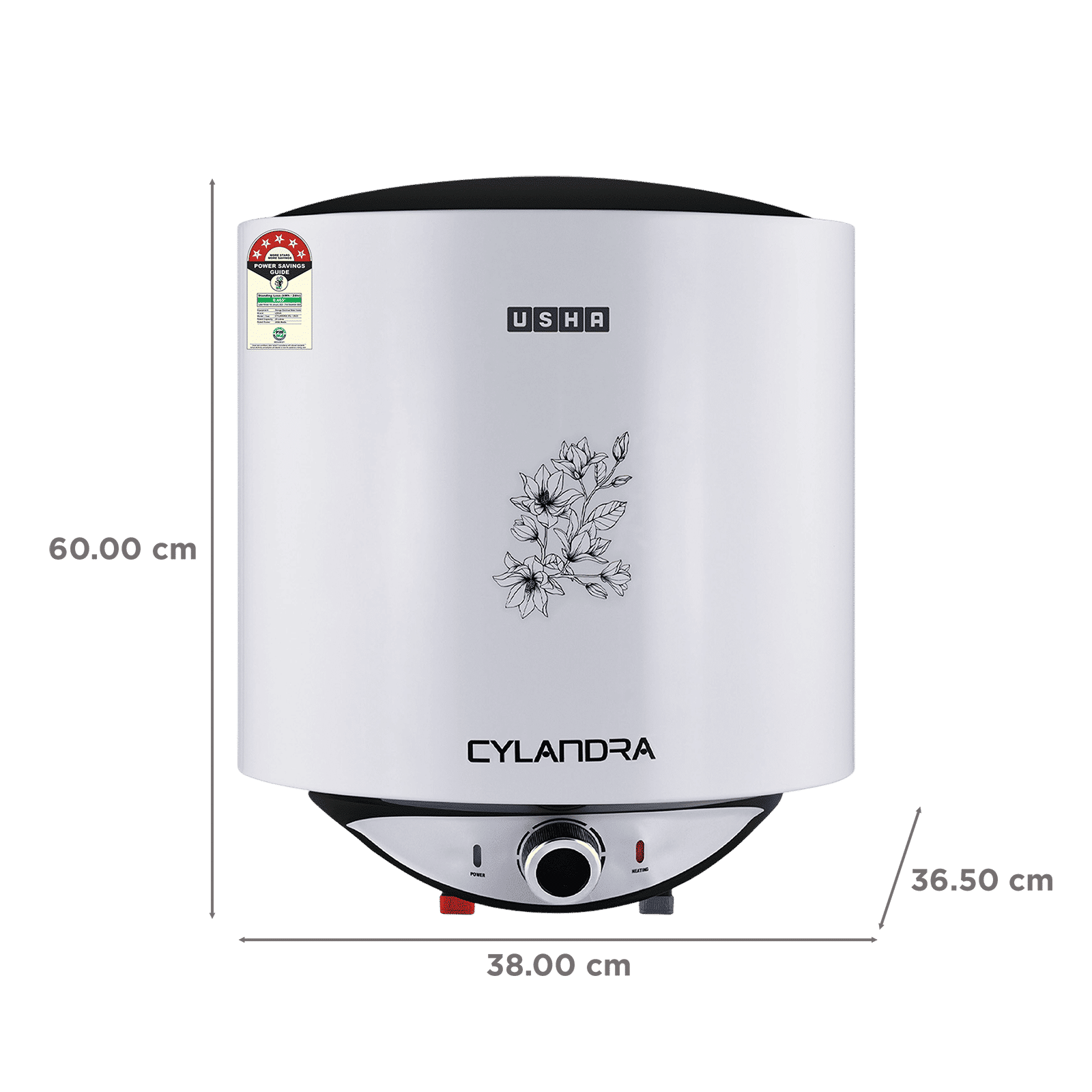 USHA Cylandra 25 Litre 5 Star Vertical Storage Geyser with Whirl Flow Technology (White) USHA Cylandra 25 Litre 5 Star Vertical Storage Geyser with Whirl Flow Technology (White)_2