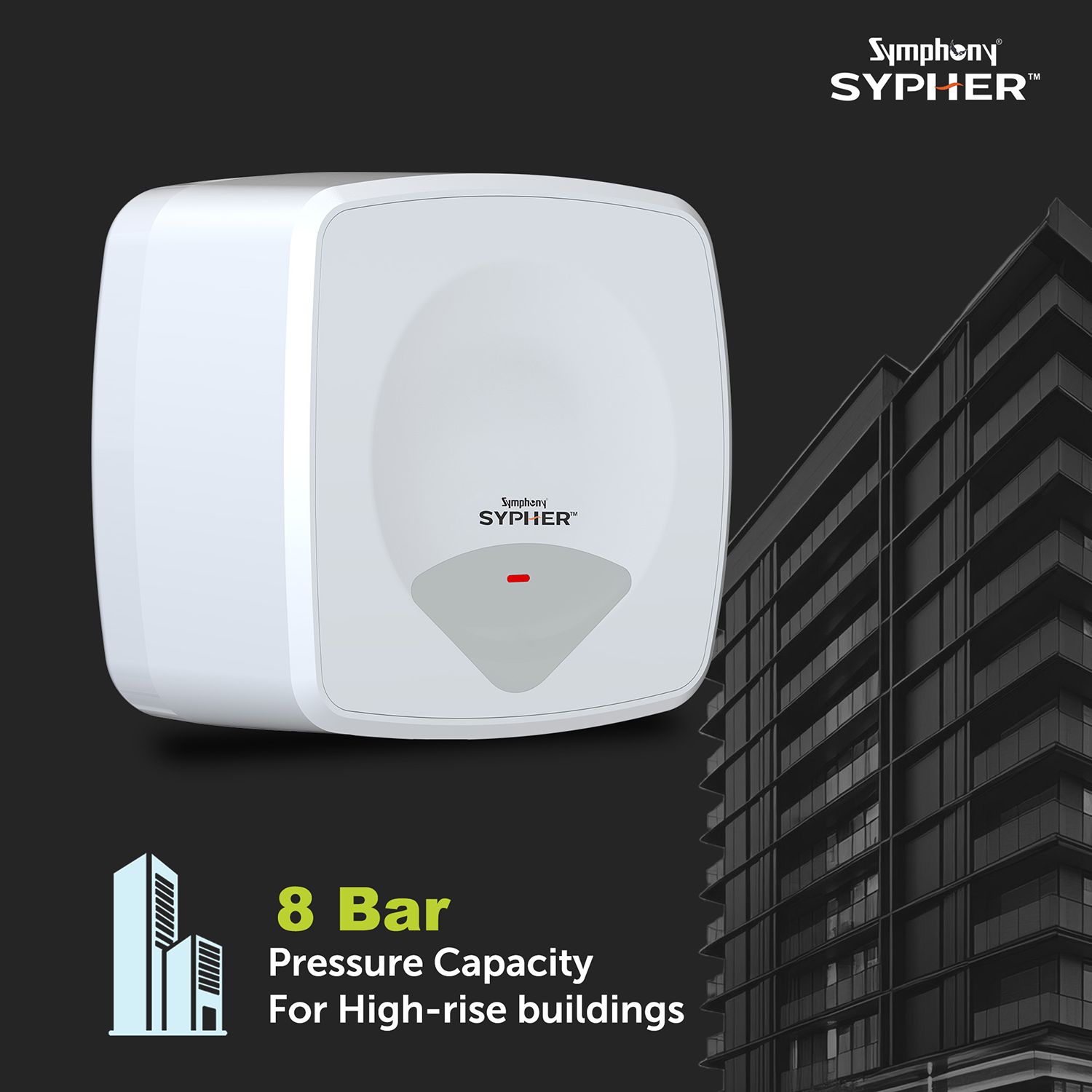 Symphony Sypher 25 Litre 5 Star Vertical Storage Geyser with Safety Valve (White)_7