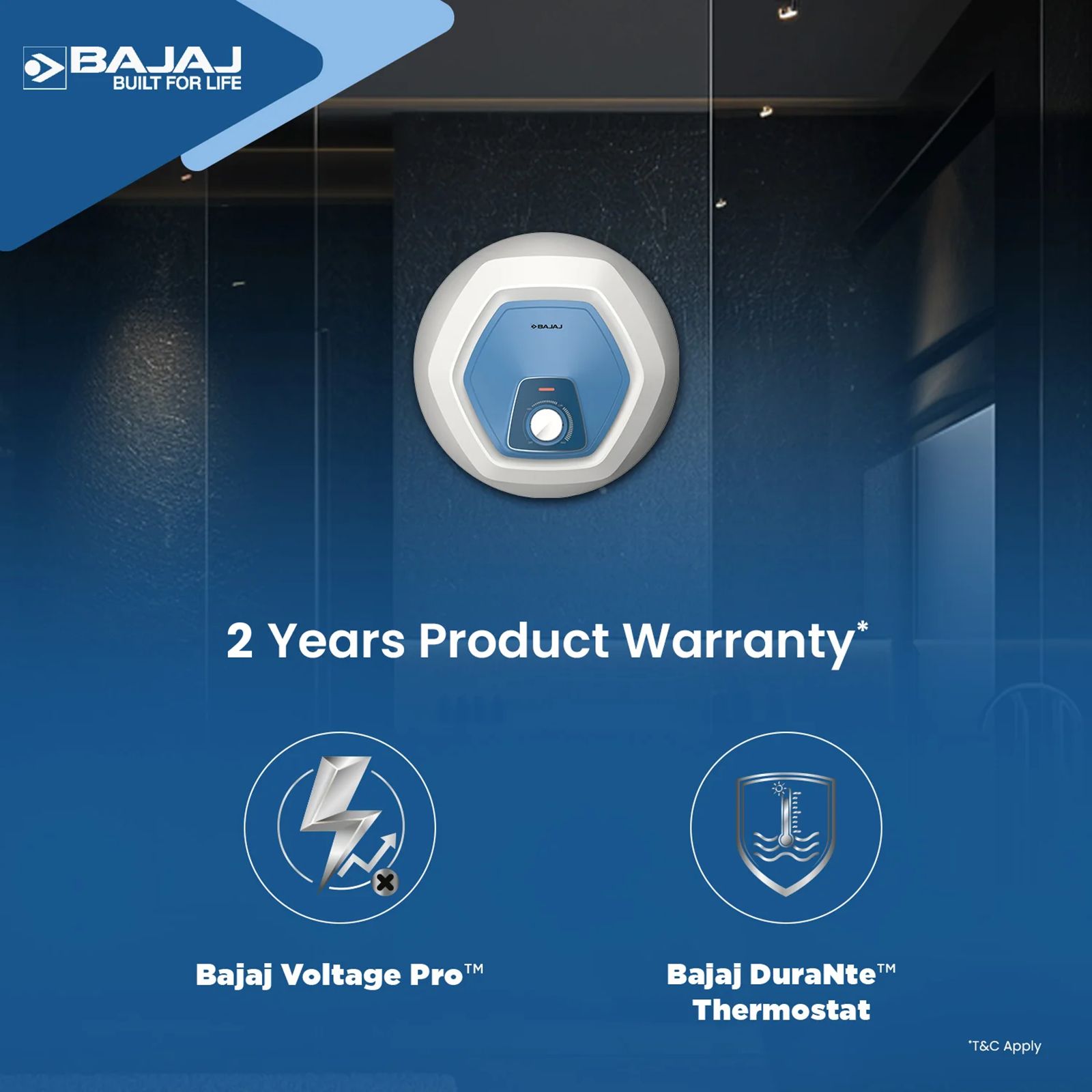 BAJAJ Armor Series Contempo 10 Litre 5 Star Vertical Storage Geyser with Swirl Flow Technology (White & Blue) BAJAJ Armor Series Contempo 10 Litre 5 Star Vertical Storage Geyser with Swirl Flow Technology (White & Blue)_8