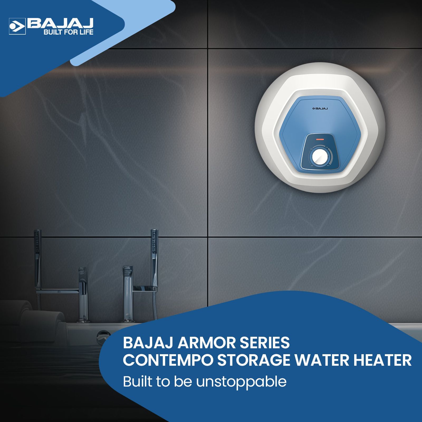 BAJAJ Armor Series Contempo 25 Litre 5 Star Vertical Storage Geyser with Swirl Flow Technology (White & Blue) BAJAJ Armor Series Contempo 25 Litre 5 Star Vertical Storage Geyser with Swirl Flow Technology (White & Blue)_5