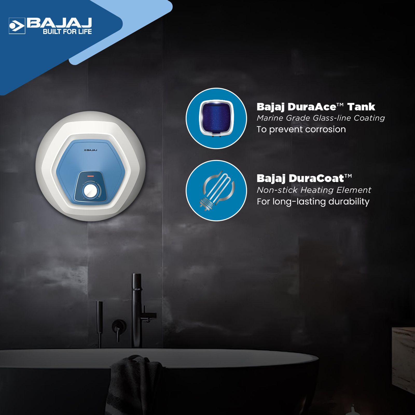 BAJAJ Armor Series Contempo 25 Litre 5 Star Vertical Storage Geyser with Swirl Flow Technology (White & Blue) BAJAJ Armor Series Contempo 25 Litre 5 Star Vertical Storage Geyser with Swirl Flow Technology (White & Blue)_6