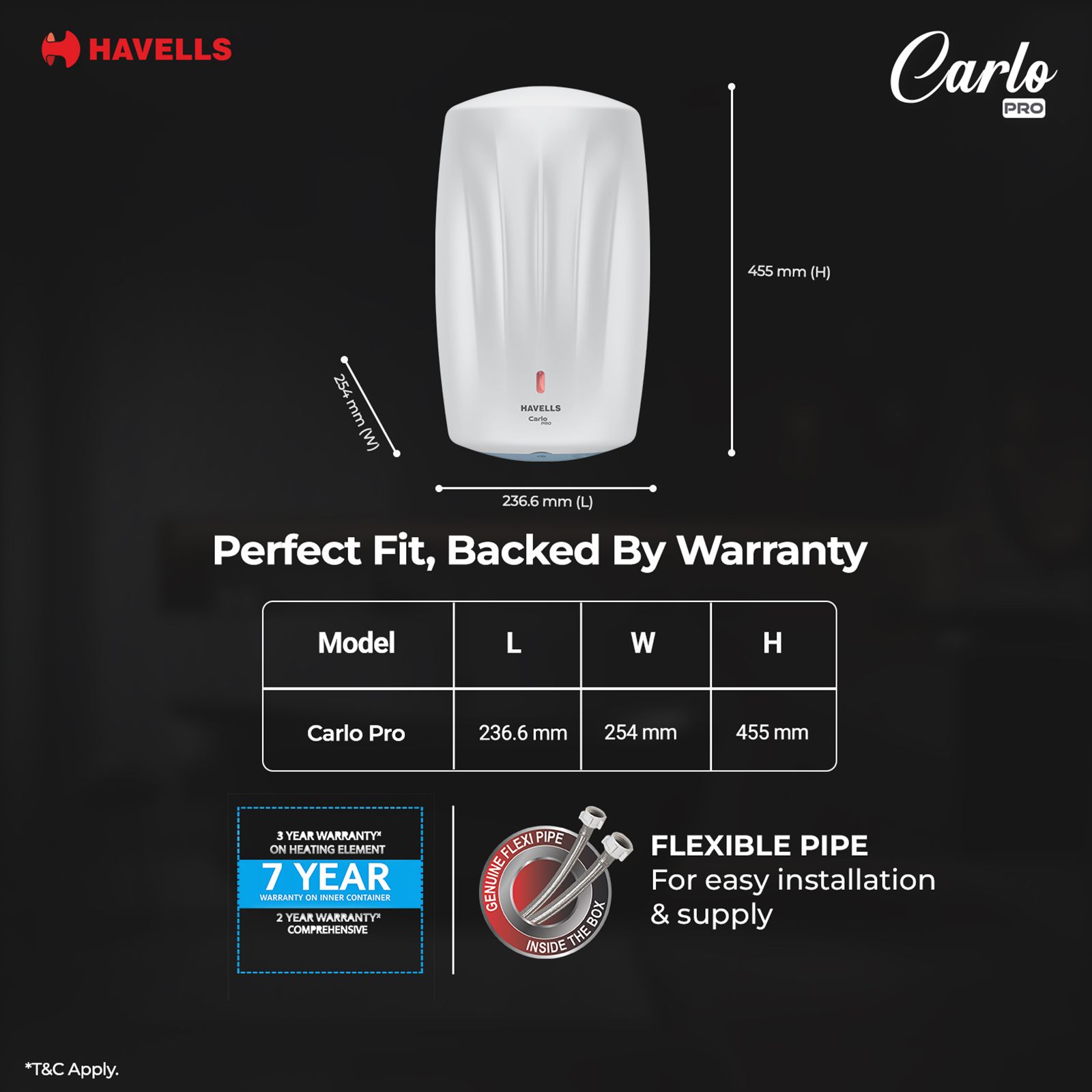 HAVELLS Carlo Pro 5.9 Litre Vertical Instant Geyser with Whirlflow Technology (White & Blue) HAVELLS Carlo Pro 5.9 Litre Vertical Instant Geyser with Whirlflow Technology (White & Blue)_11