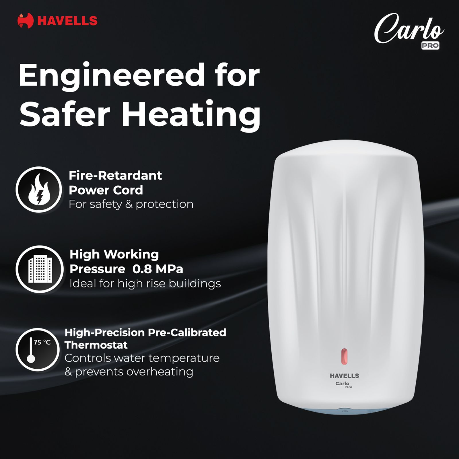 HAVELLS Carlo Pro 5.9 Litre Vertical Instant Geyser with Whirlflow Technology (White & Blue) HAVELLS Carlo Pro 5.9 Litre Vertical Instant Geyser with Whirlflow Technology (White & Blue)_8