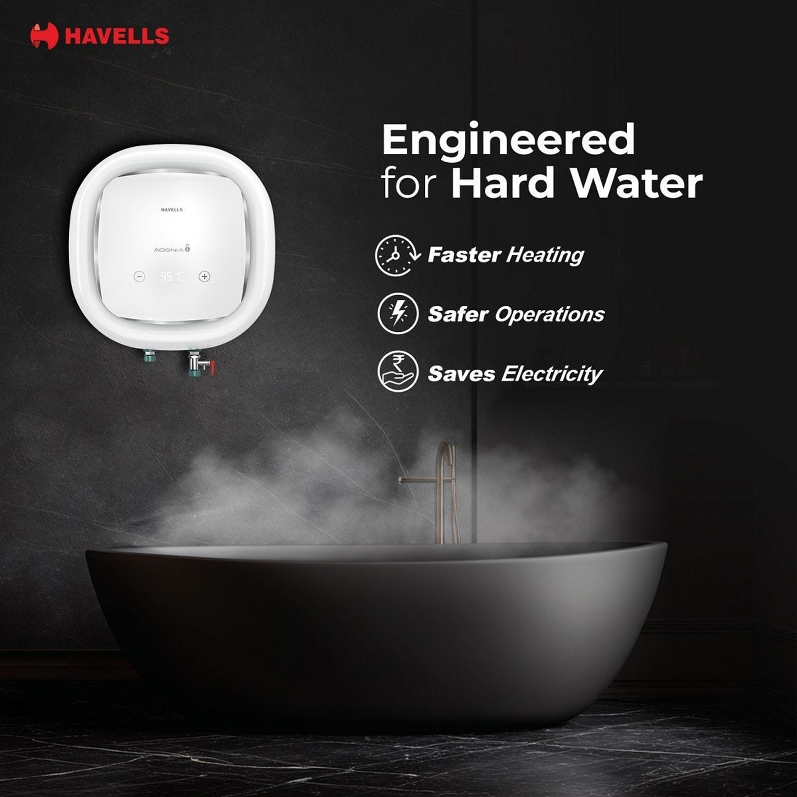 Havells Adonia I 15 Litre 4 Star Vertical Smart Geyser with Alexa & Google Assistant Compatibility (White) Havells Adonia I 15 Litre 4 Star Vertical Smart Geyser with Alexa & Google Assistant Compatibility (White)_3