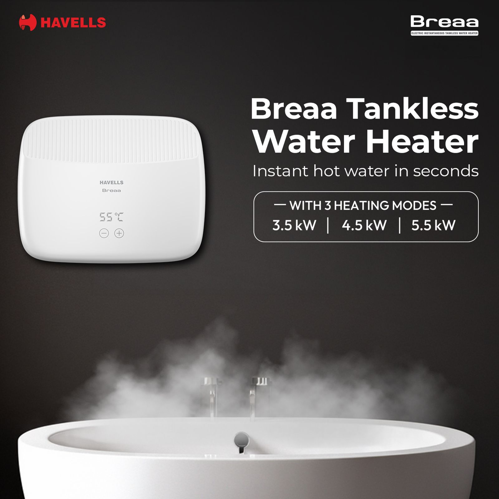 HAVELLS Breaa Vertical Tankless Geyser with Smart Digital Control (White) HAVELLS Breaa Vertical Tankless Geyser with Smart Digital Control (White)_6