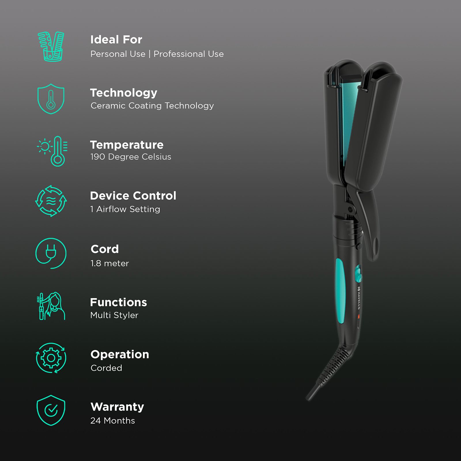 HAVELLS HC4045 5-in-1 Hair Styler with Ceramic Coating Technology (Cool Insulated Tip, Blue & Black) HAVELLS HC4045 5-in-1 Hair Styler with Ceramic Coating Technology (Cool Insulated Tip, Blue & Black)_3