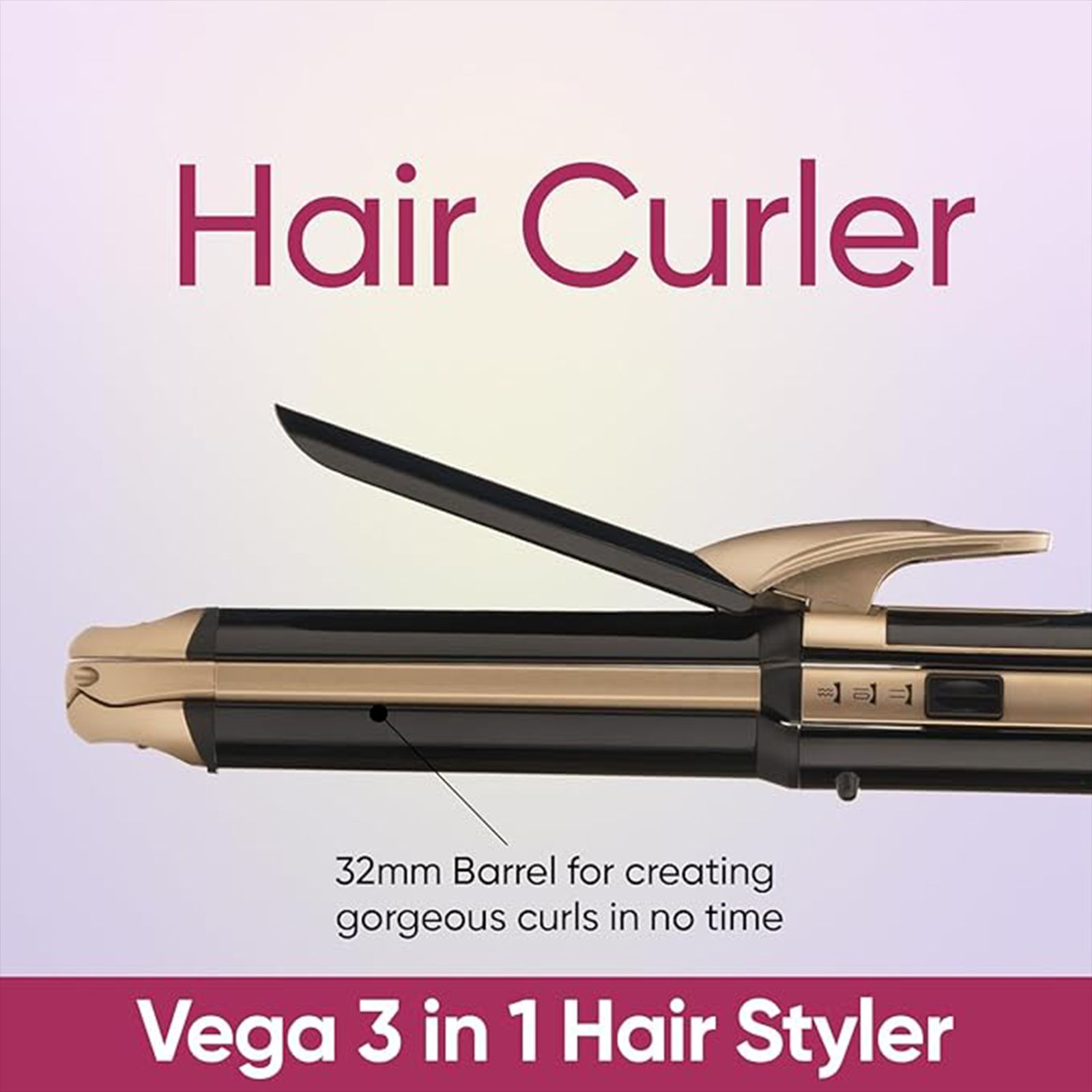 VEGA VHSCC-01 3-in-1 Hair Styler with Ceramic Coating Technology (Easy Lock System, Black & Gold) VEGA VHSCC-01 3-in-1 Hair Styler with Ceramic Coating Technology (Easy Lock System, Black & Gold)_12
