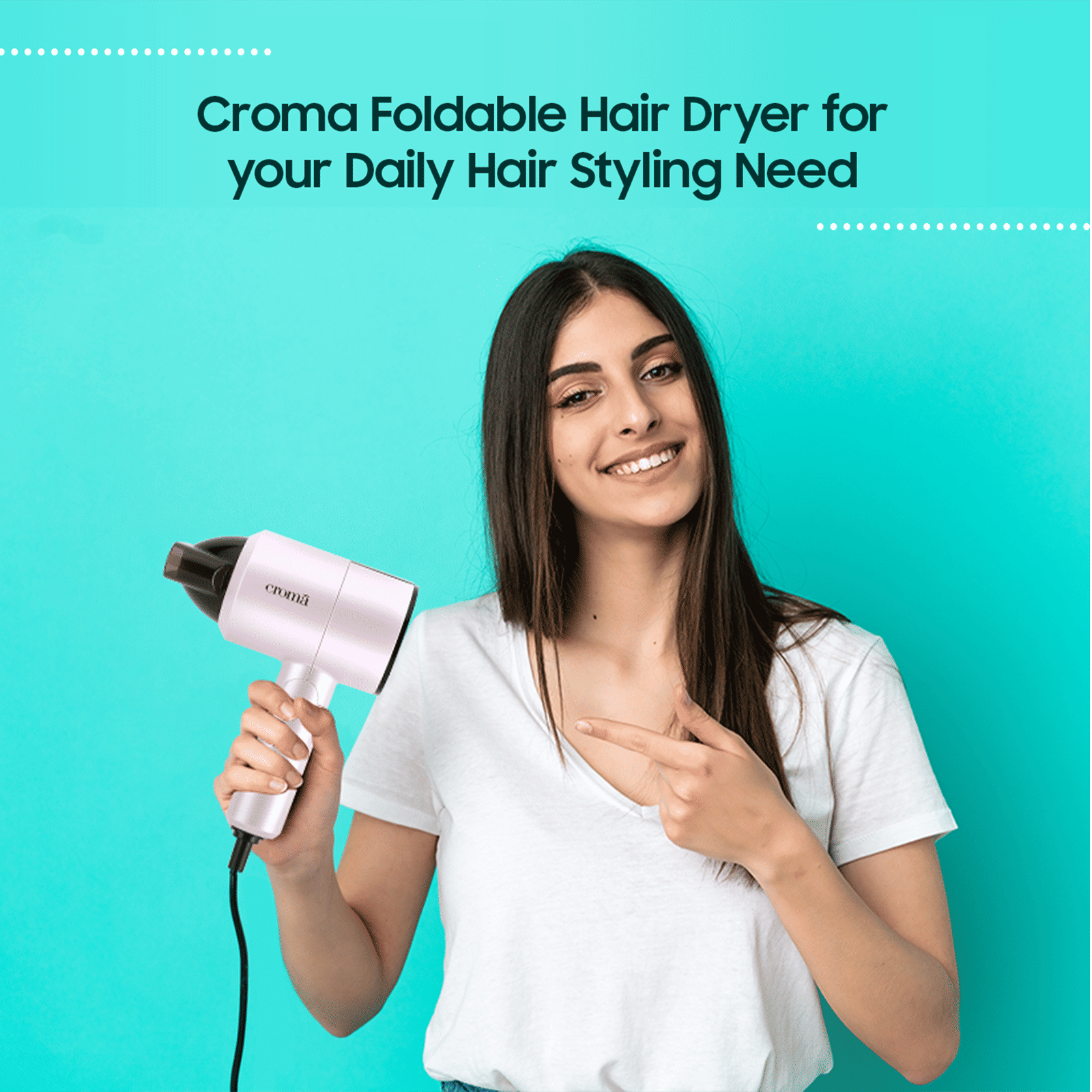 Croma Hair Dryer with 3 Heat Settings & Cool Shot (Overheat Protection, Pink)_8